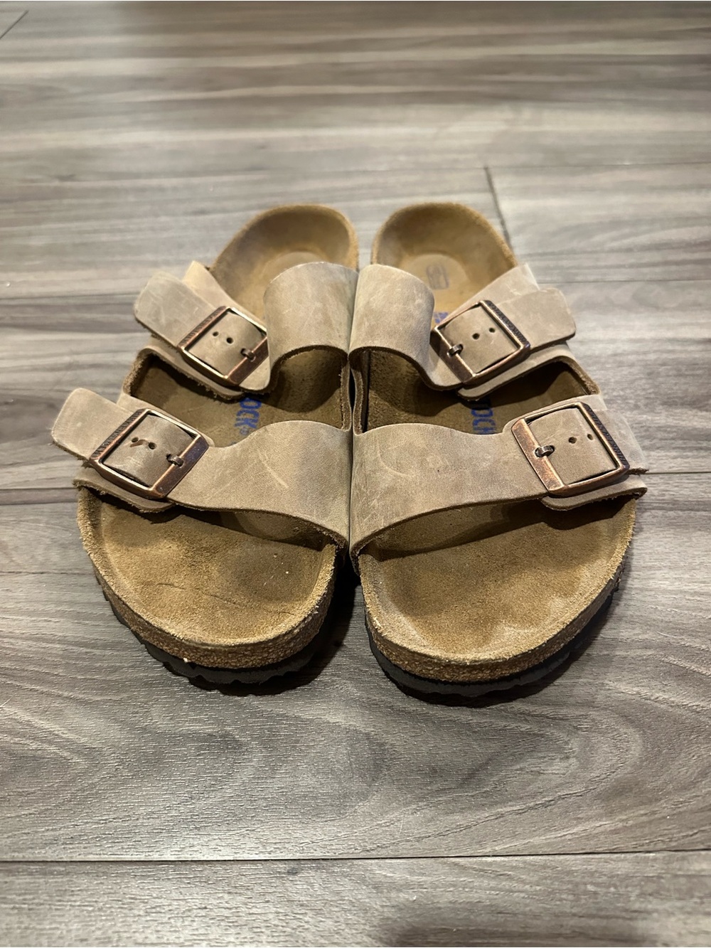 Birkenstock Men's Arizona Two-Strap Sandals in Taupe - Picture 2 of 3